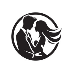 couple vector silhouette clip art logo illustration. Dating, Wedding, and Romantic Scenes. Romantic Couples Silhouette Set for Wedding Invitations & Love Themes.