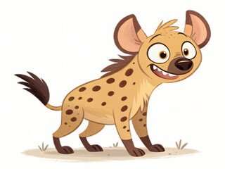 Adorable Cartoon Hyena Illustration Spotted Canine Wildlife Animal Character Design