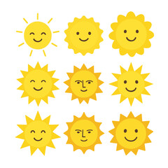 A collection of cheerful sun emojis perfect for creating fun and vibrant design projects
