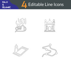 Fototapeta premium Minimalist Islam Icons Set in Clean Outline Vector Art Style.