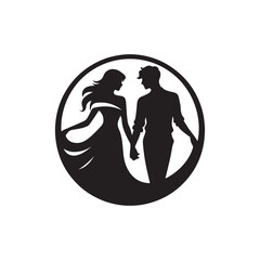 couple vector silhouette clip art logo illustration. Dating, Wedding, and Romantic Scenes. Romantic Couples Silhouette Set for Wedding Invitations & Love Themes.