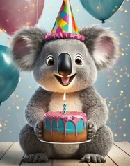 Koala happy birthday bear card cartoon 