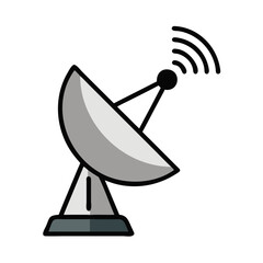 Simple Satellite Dish antenna icon Vector Illustration 