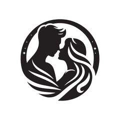 couple vector silhouette clip art logo illustration. Dating, Wedding, and Romantic Scenes. Romantic Couples Silhouette Set for Wedding Invitations & Love Themes.