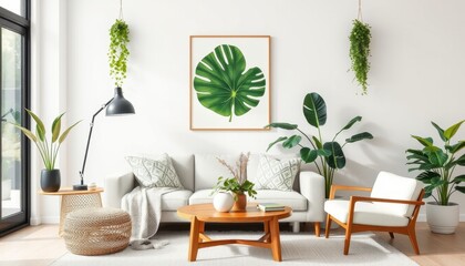 Fototapeta premium clean interior styling with green leafy decor