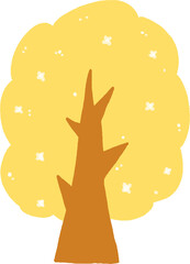 노란색 꽃나무 손그림