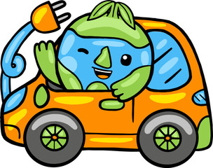 kawaii cartoon earth mascot illustration