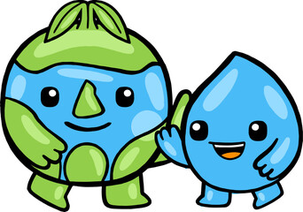 kawaii cartoon earth mascot illustration
