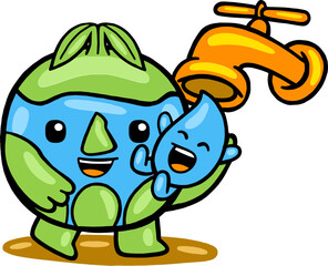 kawaii cartoon earth mascot illustration