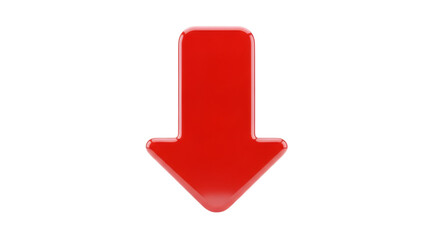 Isolated Red Arrow Pointing Downwards on a Transparent Background