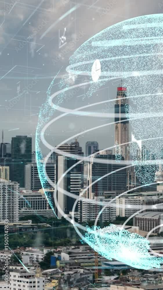 Poster global connection and the internet network alteration in smart city . concept of future wireless dig