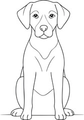Fototapeta premium A simple line drawing shows a calm dog sitting and looking forward intently