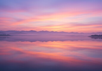 Photo of a Sunset Over a Lake Reflecting Colorful Skies