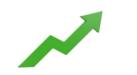 Green Arrow Pointing Upward Illustrates Growth On Black