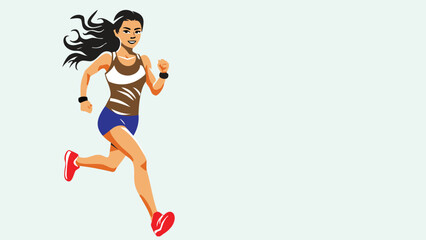 A female runner isolated on pastel background, health and event concept white copy space