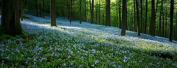 Bluebells carpet forest floor