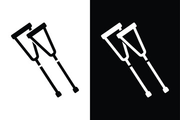 Crutches icon silhouette Vector. Clean Design for Healthcare Use