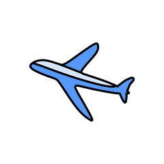 Airplane doodle icon vector illustration in lineal color style. Editable EPS, excellent for travel, aviation, or transportation graphic content.