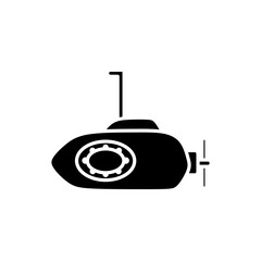 Submarine doodle icon vector illustration in black fill silhouette style. Editable EPS, great for underwater, ocean, or exploration-themed projects.