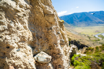 Close up of stone mushroom rock formation in Altai Russia Detailed texture of natural geological...
