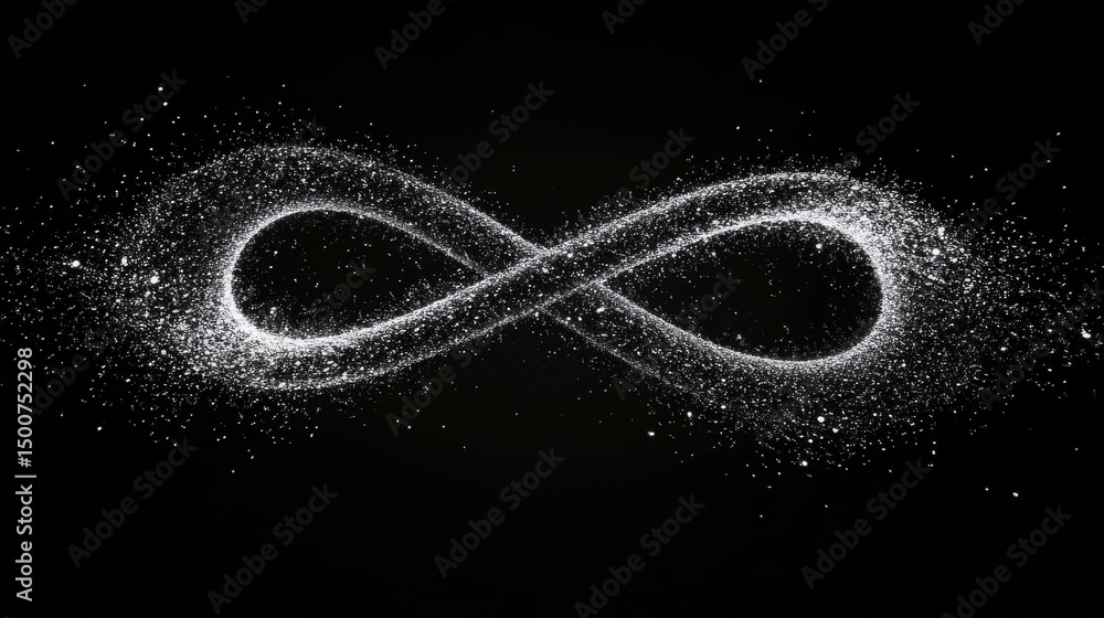 Poster futuristic linear infinity technology shape with glowing particles and abstract digital energy flow 