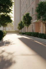 serene view of clean street in city of cis featuring wellmaintained greenery and trees lining road