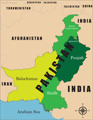 Detailed Political Map of Pakistan Highlighting Its Provinces and Neighboring Countries