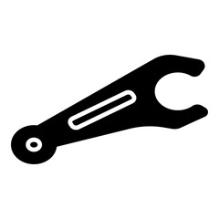  solid black shape of a wrench or spanner, likely used for gripping and turning nuts and bolts.