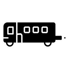 Profile of a robust bus, featuring a solid form with clear window and door cutouts, representing mass transit.