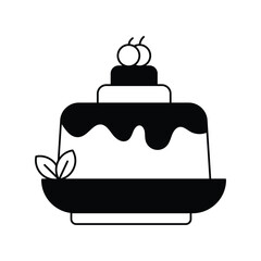 pudding glyph outline icon with white background vector stock illustration