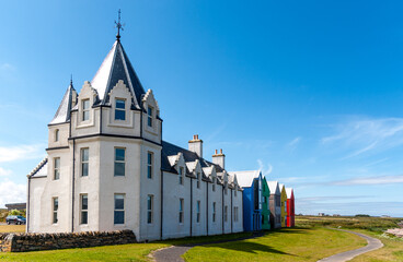 Row of buildings at John o' Groats at the far north east tip of Scotland - UK