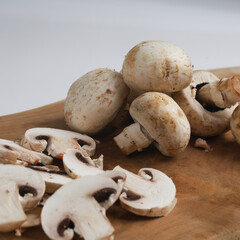 Champignon mushroom on white background
