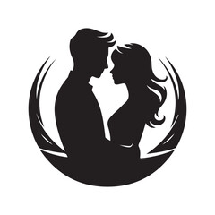 couple vector silhouette clip art logo illustration. Dating, Wedding, and Romantic Scenes. Romantic Couples Silhouette Set for Wedding Invitations & Love Themes.