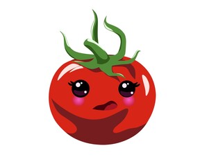 cute tomato fruit illustration, with white background