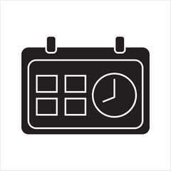  Editable vector time and date schedule icon. Black, line style, on white background. Perfect for web and app interfaces, presentations, infographics, etc.