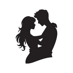 couple vector silhouette clip art logo illustration. Dating, Wedding, and Romantic Scenes. Romantic Couples Silhouette Set for Wedding Invitations & Love Themes.