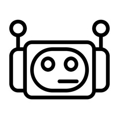 A collection of icons containing facial expressions that are formed into robot emojis, happy, sad, funny, silly and happy