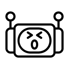 A collection of icons containing facial expressions that are formed into robot emojis, happy, sad, funny, silly and happy