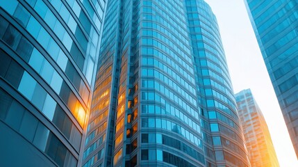 Fototapeta premium Skyscrapers with reflective glass facades