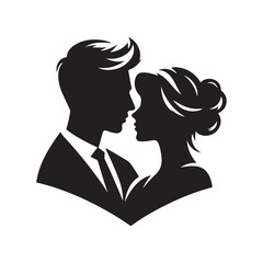 couple vector silhouette clip art logo illustration. Dating, Wedding, and Romantic Scenes. Romantic Couples Silhouette Set for Wedding Invitations & Love Themes.