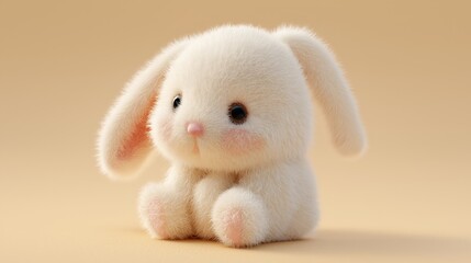 Adorable plush - like bunny sitting down