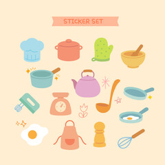 주방 조리도구 귀여운 스티커 일러스트