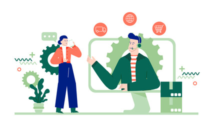 Woman on a video call with customer service rep. Ideal for website banners, social media posts, and digital communication concepts.
