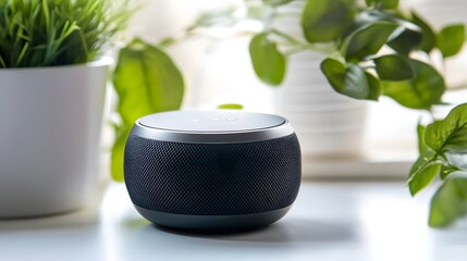 Compact Bluetooth speaker on white background.