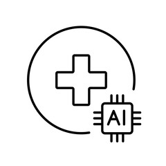 Obraz premium One day diagnostics with AI line icon vector, editable stroke, ideal for express health checks, rapid medical AI services, and digital clinics