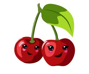 cute cherry fruit illustration, with white background