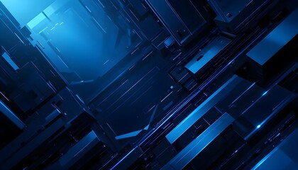 Futuristic Abstract 3D Tunnel of Blue Crystals and Geometric Shapes Illuminated by Ethereal Light &ndash; Sci-Fi Digital Art Concept Background

