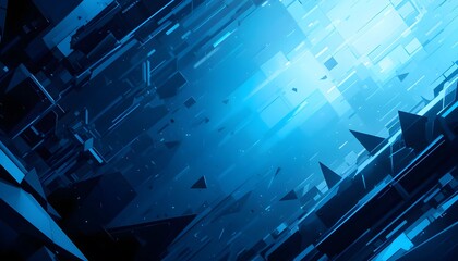 Futuristic Abstract 3D Tunnel of Blue Crystals and Geometric Shapes Illuminated by Ethereal Light &ndash; Sci-Fi Digital Art Concept Background

