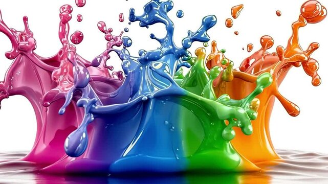 colorful paint splash motion on white background Color splash paint motion in vivid abstract form, creative energy of color splash paint motion concept, modern dynamic color splash paint motion 