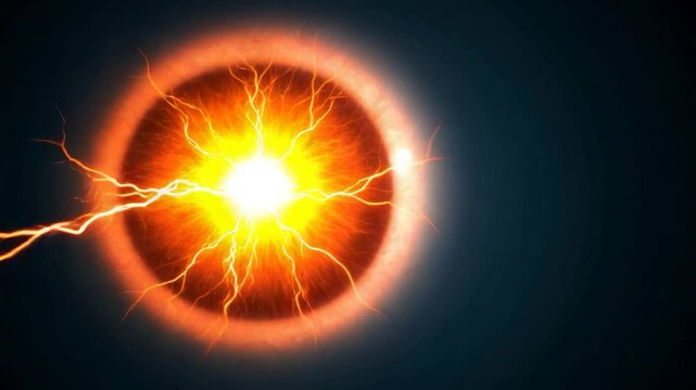 Fiery Orb: A Glowing Celestial Body with Electrical Charges